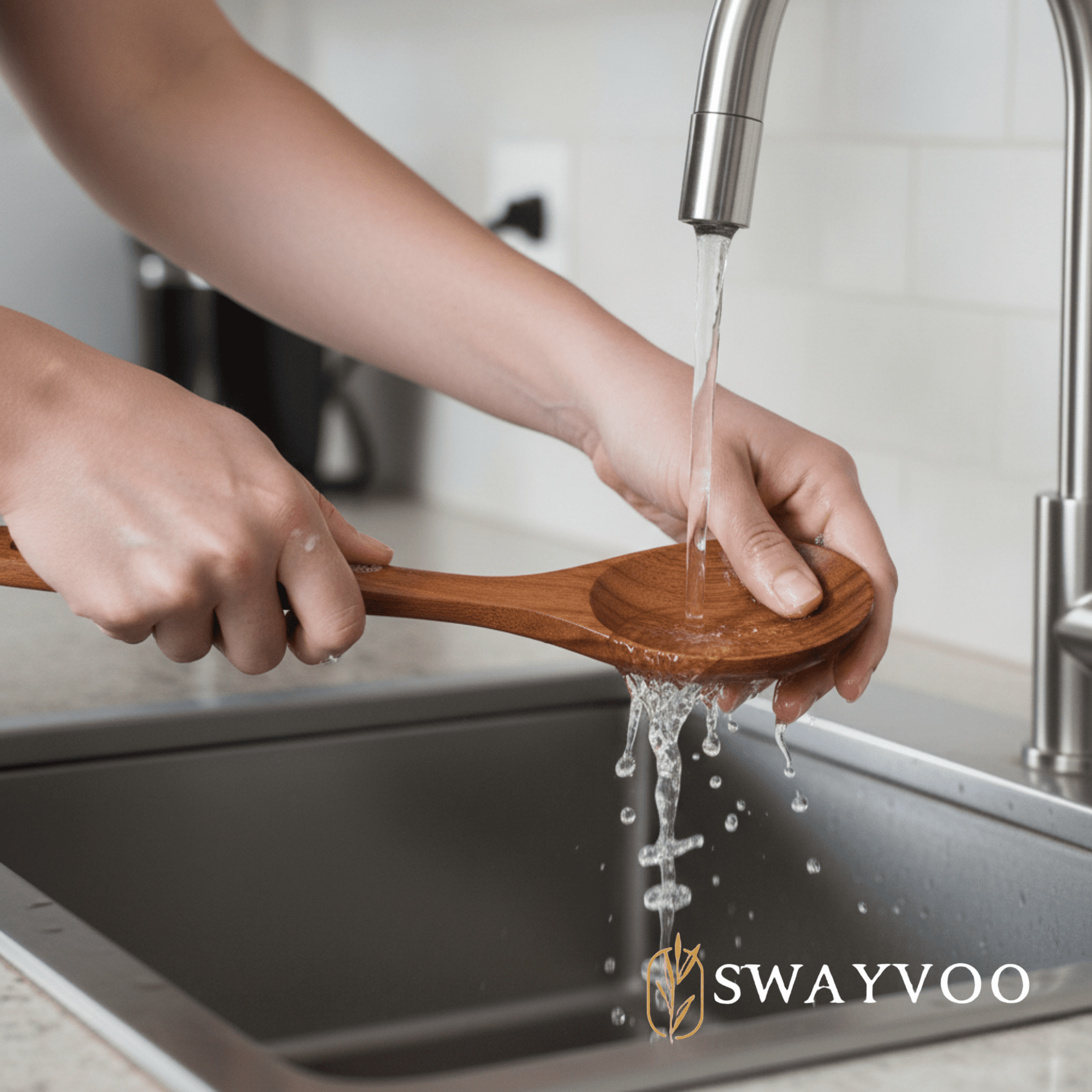 Swayvoo Wooden Spoons for Cooking — 11-Piece 100% Natural Teak Kitchen Utensil Set with Holder and Spoon Rest, Heat Resistant Serving Spoons, BPA-Free, Non-Stick Safe, Gift-Ready - Image 5