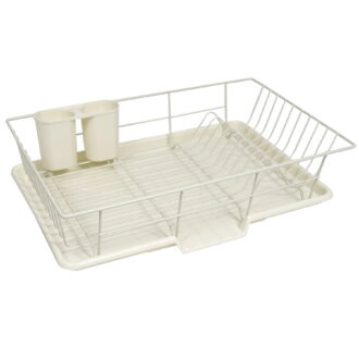 Sweet Home Collection 3-Piece Kitchen Sink Dish Drainer Set Ivory