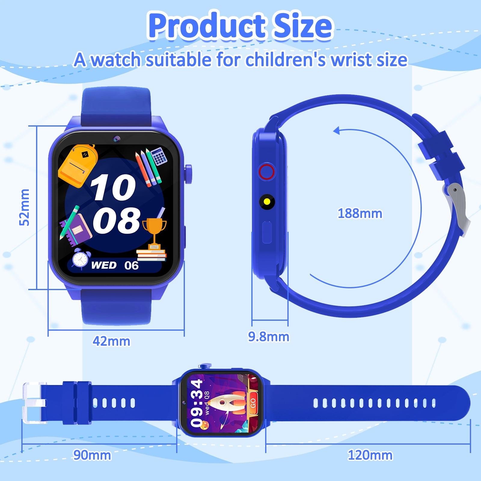 SZBXD Kids Smart Watch ,Smartwatch for Kids with Cameras 18 Games Videos Music Pedometer Record Alarms, Christmas Birthday Gift for Boys Girls(Blue) - Image 2