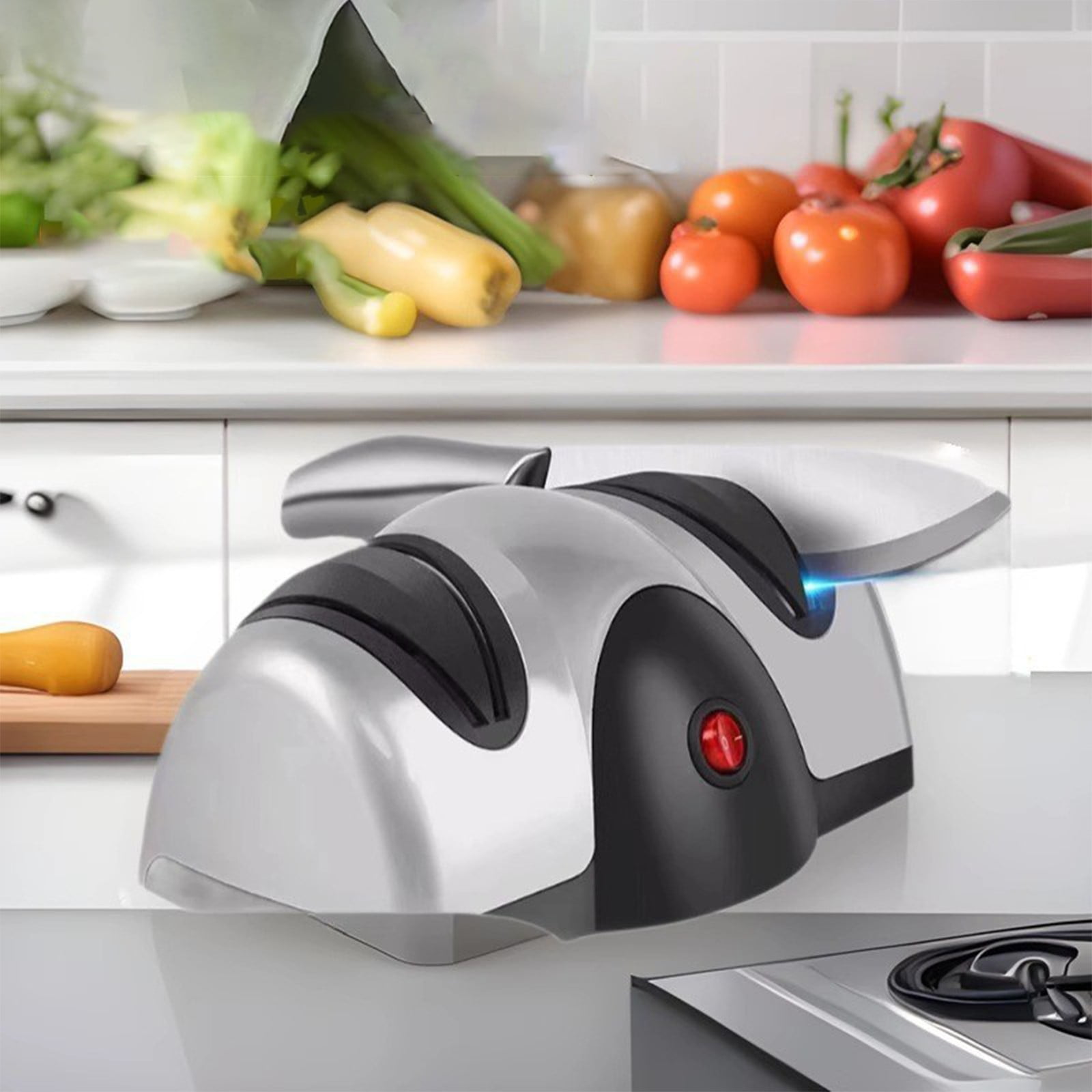 TaTaai Electric Kitchen Knife Sharpener - 2 Stage Knife Sharpener with Wheels - Repair, Restore, Polish Blades, Cutters