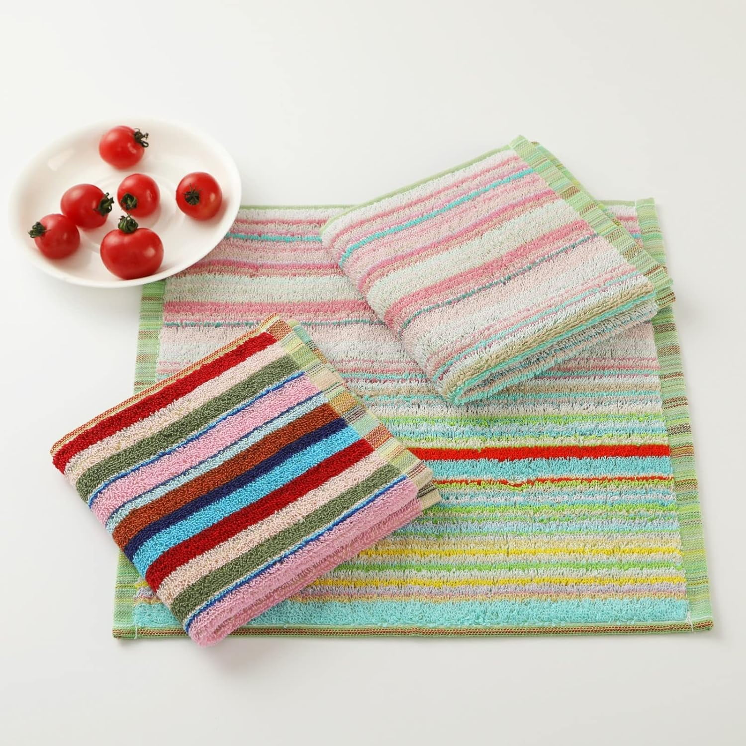 TEAMD 8Pcs Kitchen Dishcloths for Washing Dishes, Ultra Absorbent Dish Rags, Cotton Cleaning Cloths , 12x12 Inches (Mix) - Image 4