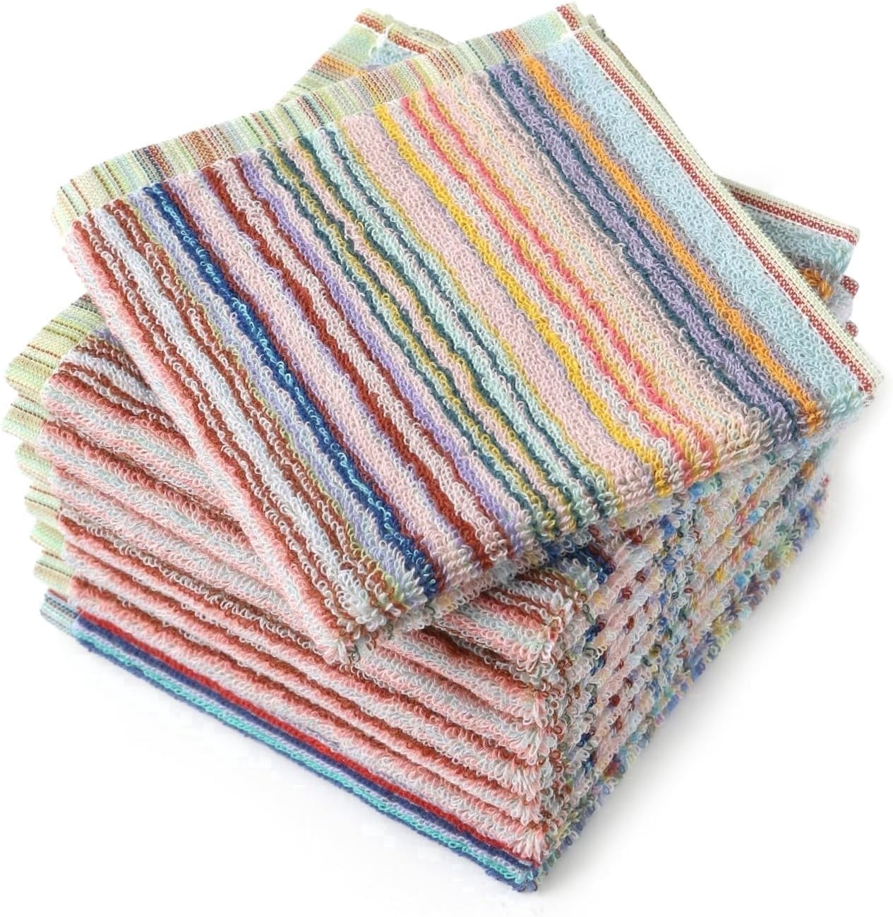 TEAMD 8Pcs Kitchen Dishcloths for Washing Dishes, Ultra Absorbent Dish Rags, Cotton Cleaning Cloths , 12x12 Inches (Mix)