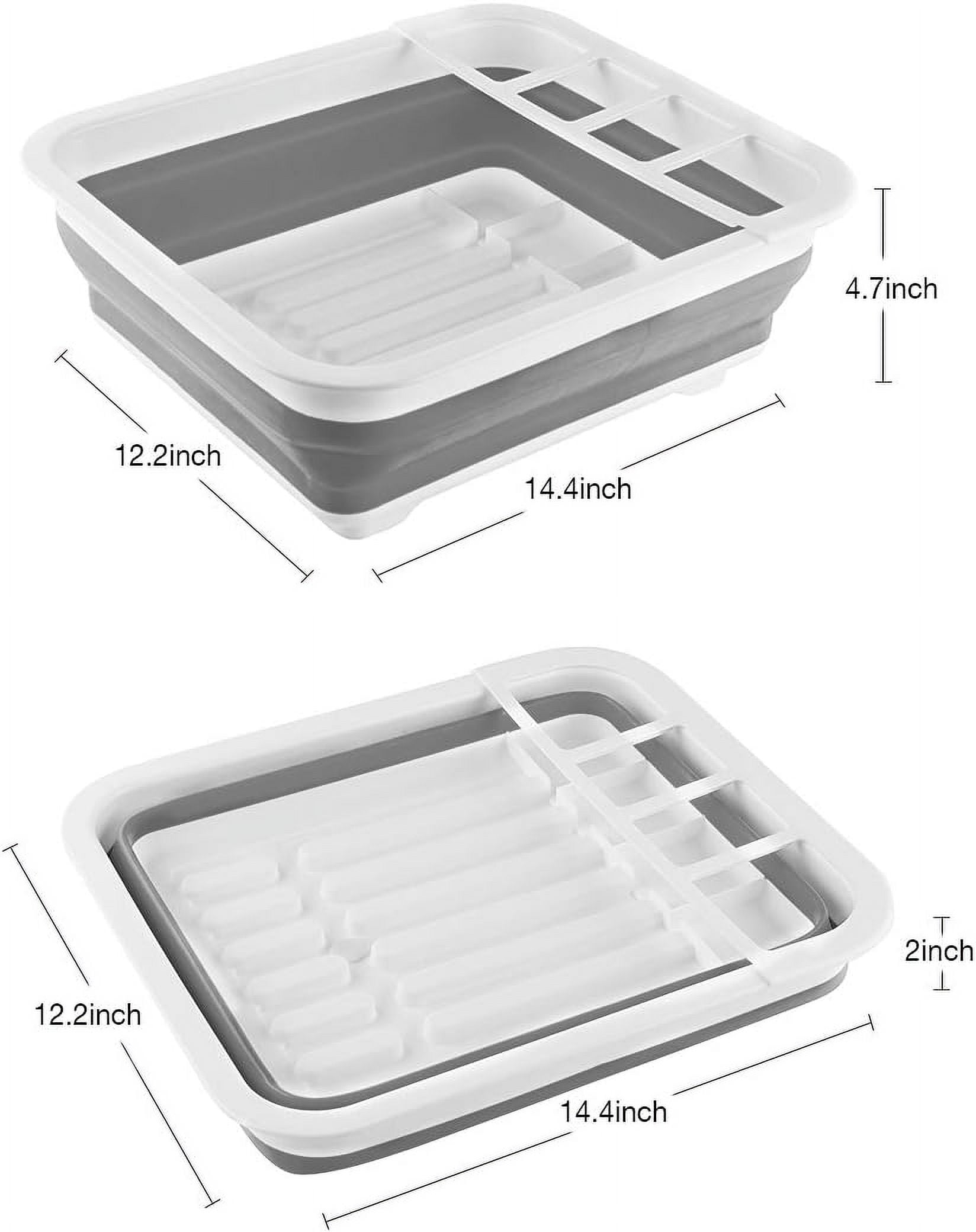 THANSTAR Collapsible Dish Drying Rack Portable Dinnerware Drainer Organizer for Kitchen RV Campers Travel Trailer Space Saving Kitchen Storage Tray - Image 2