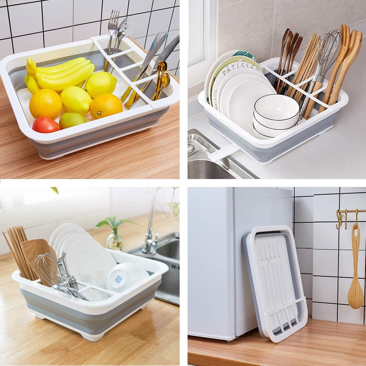 THANSTAR Collapsible Dish Drying Rack Portable Dinnerware Drainer Organizer for Kitchen RV Campers Travel Trailer Space Saving Kitchen Storage Tray - Image 5