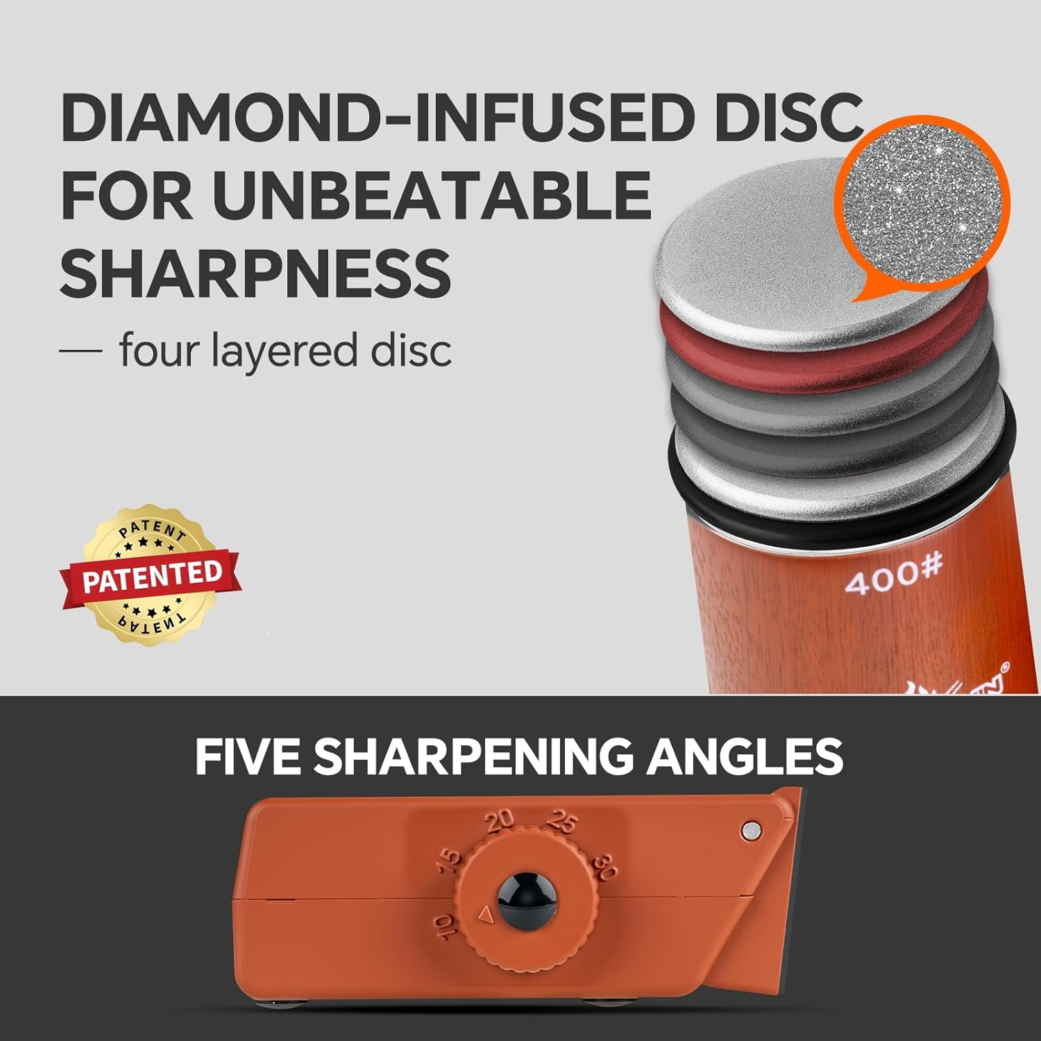 The Innovative Knife Sharpener - Patented Multi-Angle Premium Rolling with Extra Replacement Head for Chef's, Fruit, and All Steel Knives (Brown) - Image 2