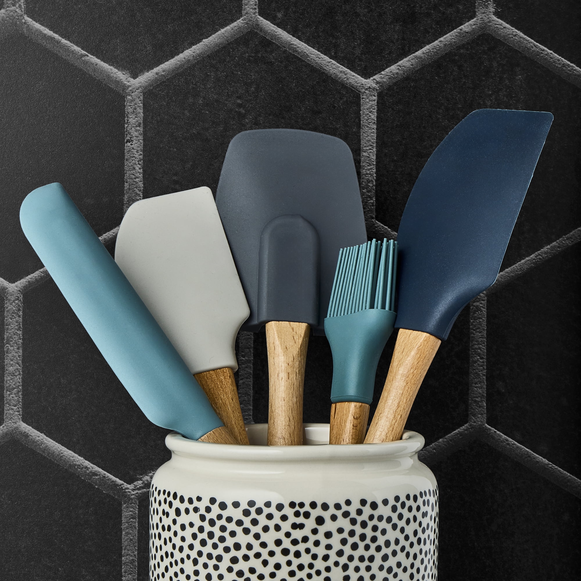 Thyme & Table 5-Piece Silicone Kitchen Utensil Set with Beechwood Handles - Image 3