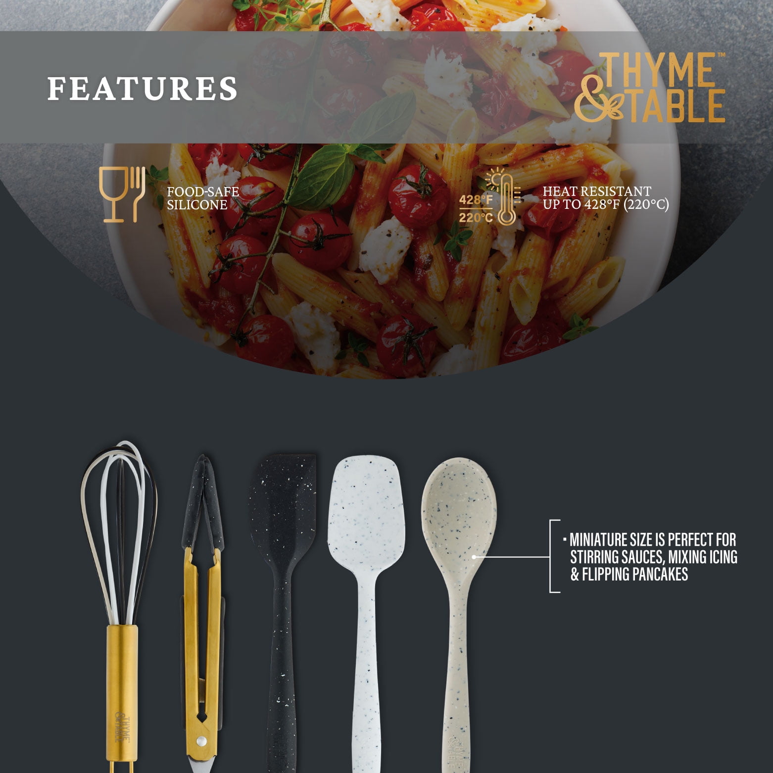 Thyme & Table 5-Piece Silicone Mini Kitchen Utensil Set - Image 2