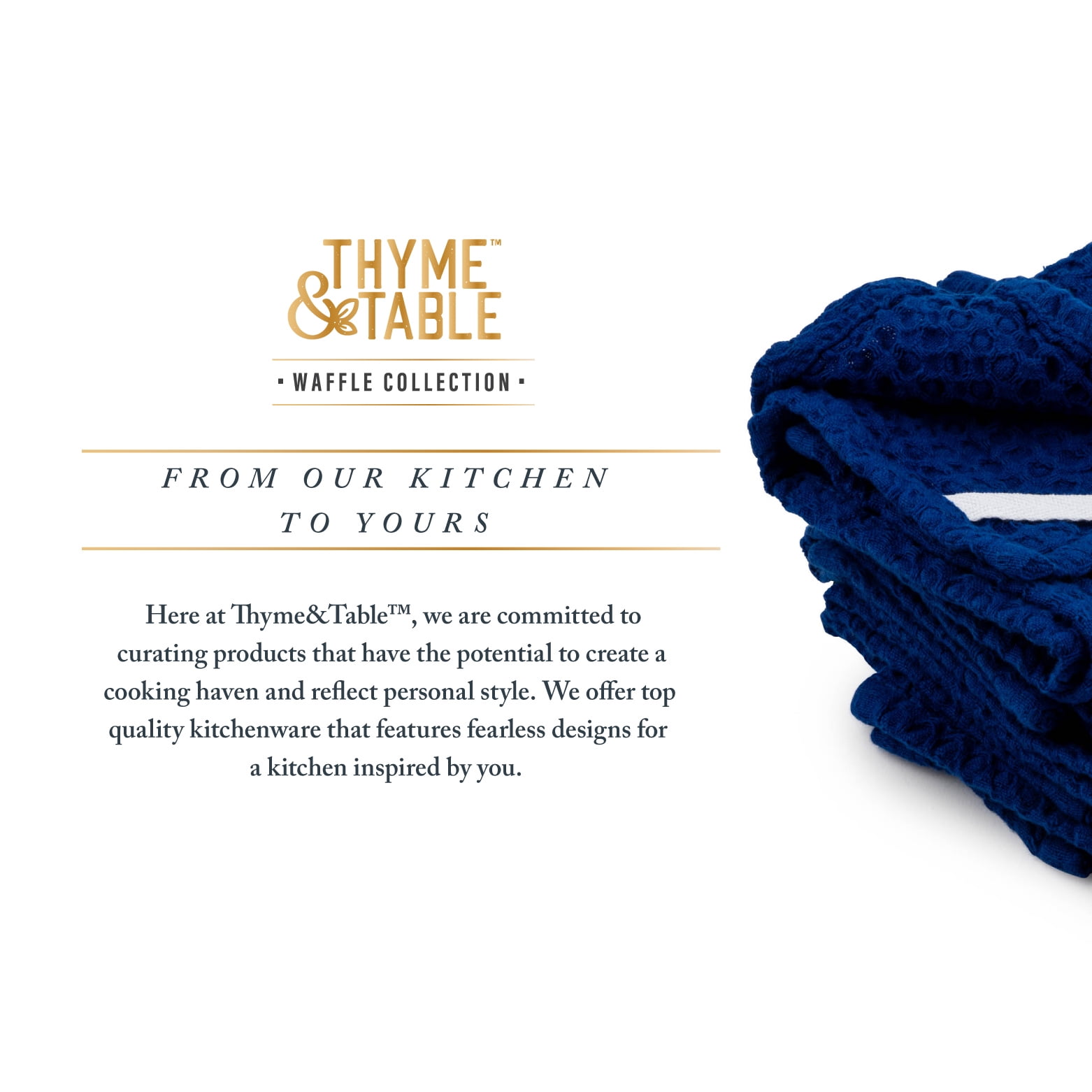 Thyme & Table Blue Cotton Waffle Kitchen Towels (3 Count) - Image 2