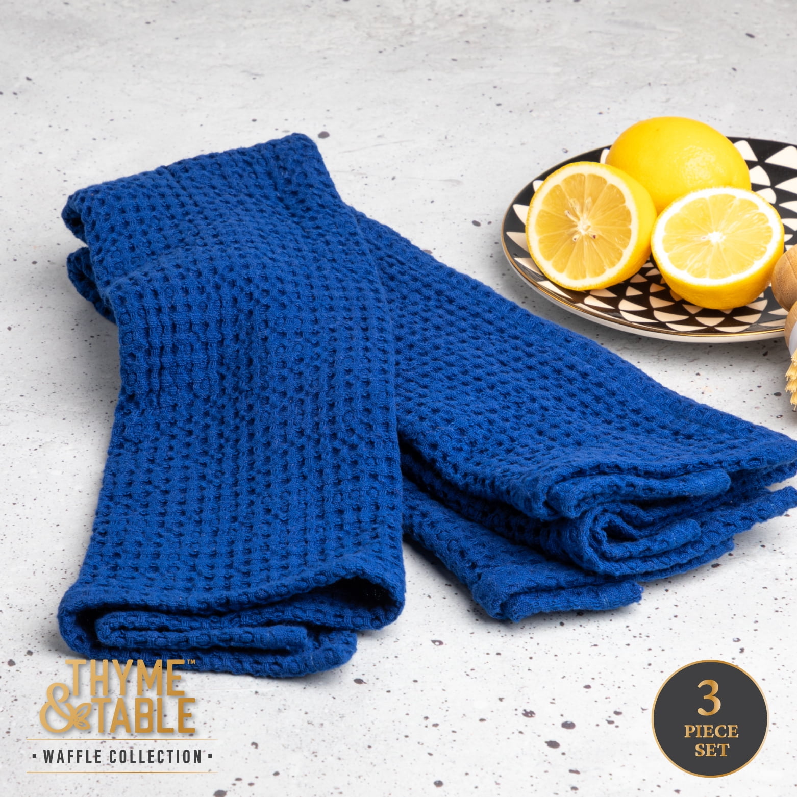 Thyme & Table Blue Cotton Waffle Kitchen Towels (3 Count) - Image 3