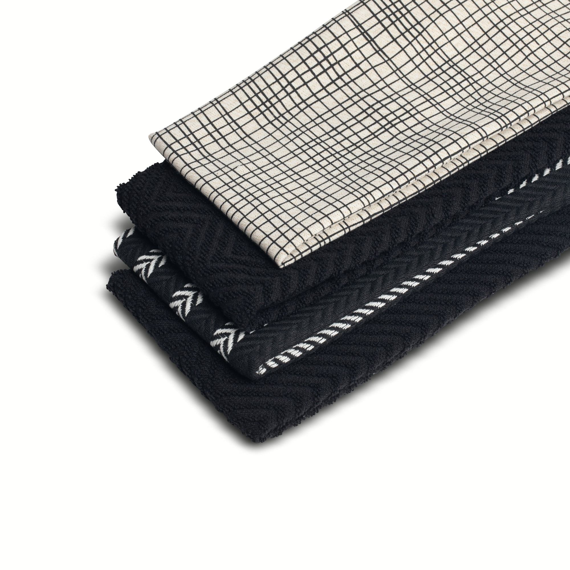 Thyme & Table Kitchen Towels, Black and Gold Crosshatch, 4 Pack Set - Image 4