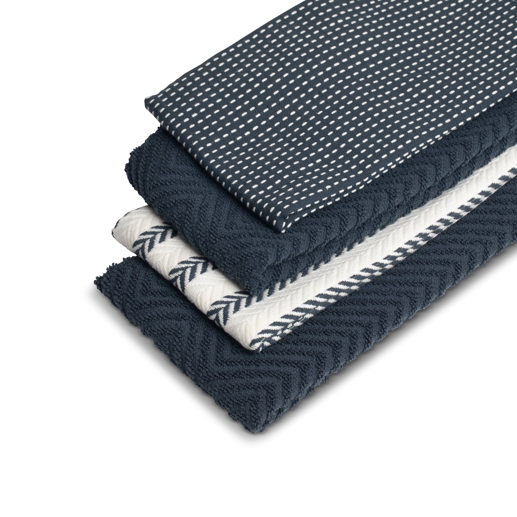 Thyme & Table Kitchen Towels, Navy and White, 4 Pack Set - Image 4
