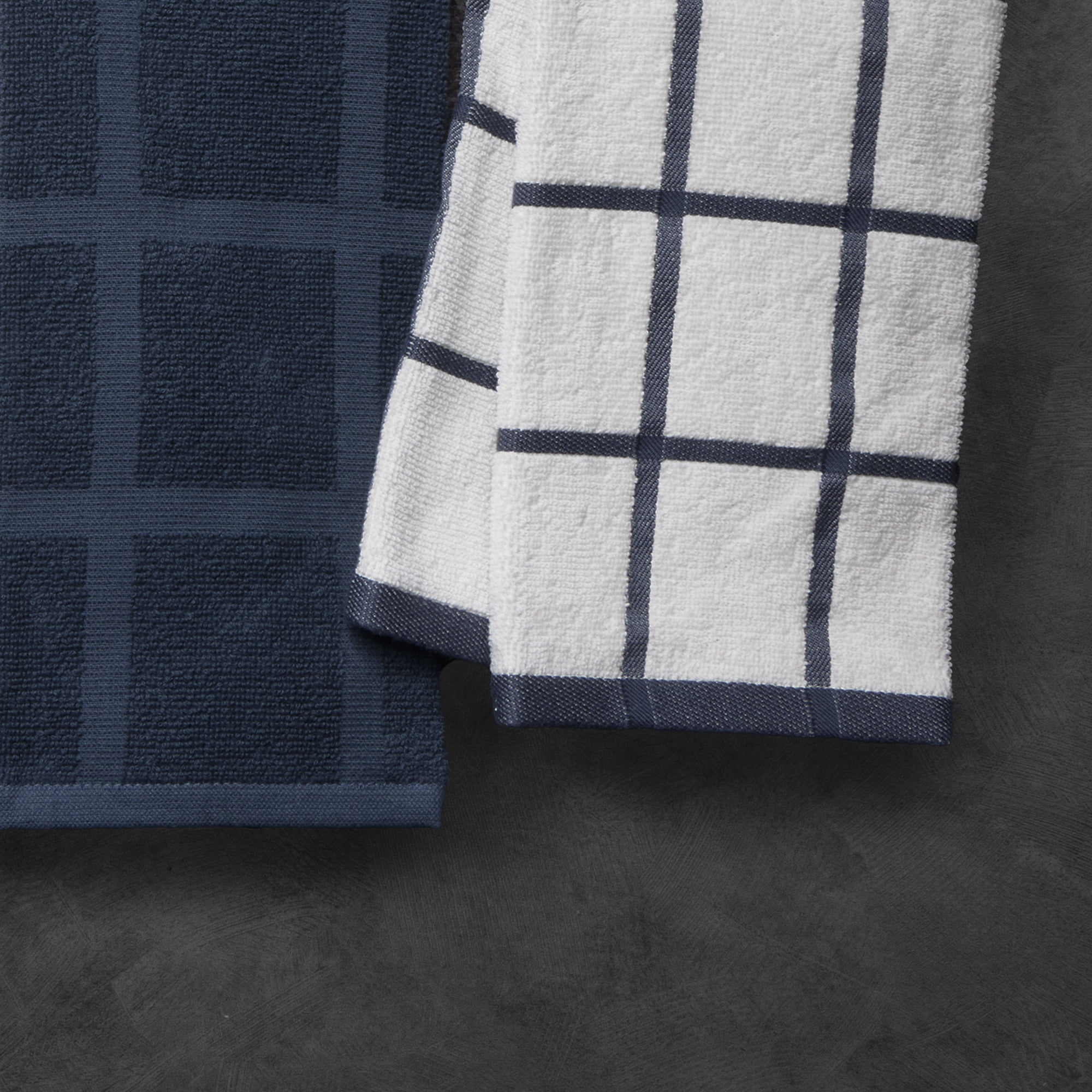 Thyme & Table Kitchen Towels, Navy Windowpane, 5 Pack Set - Image 4