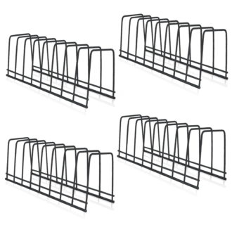 TIE-DailyNec 4 Pcs Cabinet Pot Lid Holder, Metal Storage Rack for Bakeware Plates Cutting Boards Trays, Pantry Kitchen Organizer, Black
