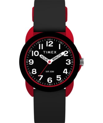 Timex Kids Analog 30mm Watch - Black Strap Black Dial Red Case