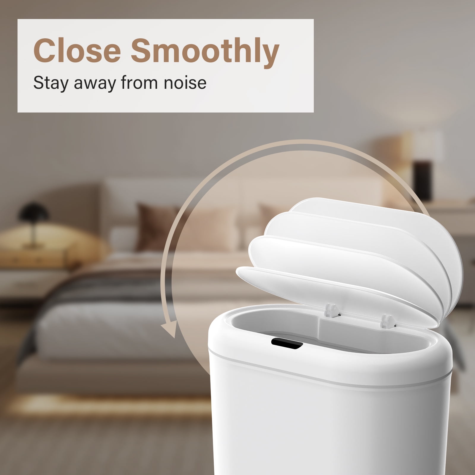 TINANA Automatic Sensor Trash Can with Lid 2 Pack: 3.3 Gallon Plastic Garbage Bins, Waterproof Touchless Slimline Wastebasket for Bathroom, Bedroom, Kitchen, Office, White - Image 4