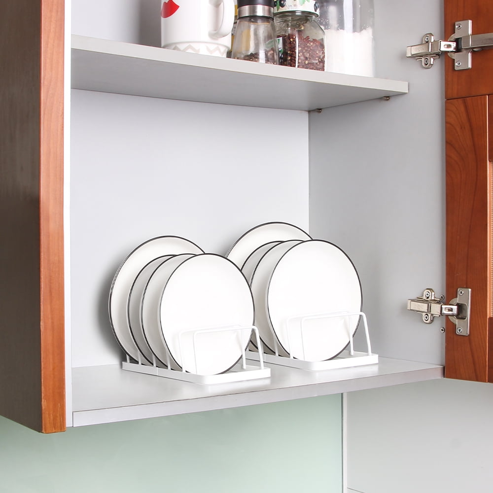 Tomorotec Dish Plate Storage Drainboard 2-Pack, Alloy Steel Kitchen Pot Lid Holder Dish Plate Drying Rack Drainer Stand Multifunctional Cabinet Organizer - Image 4