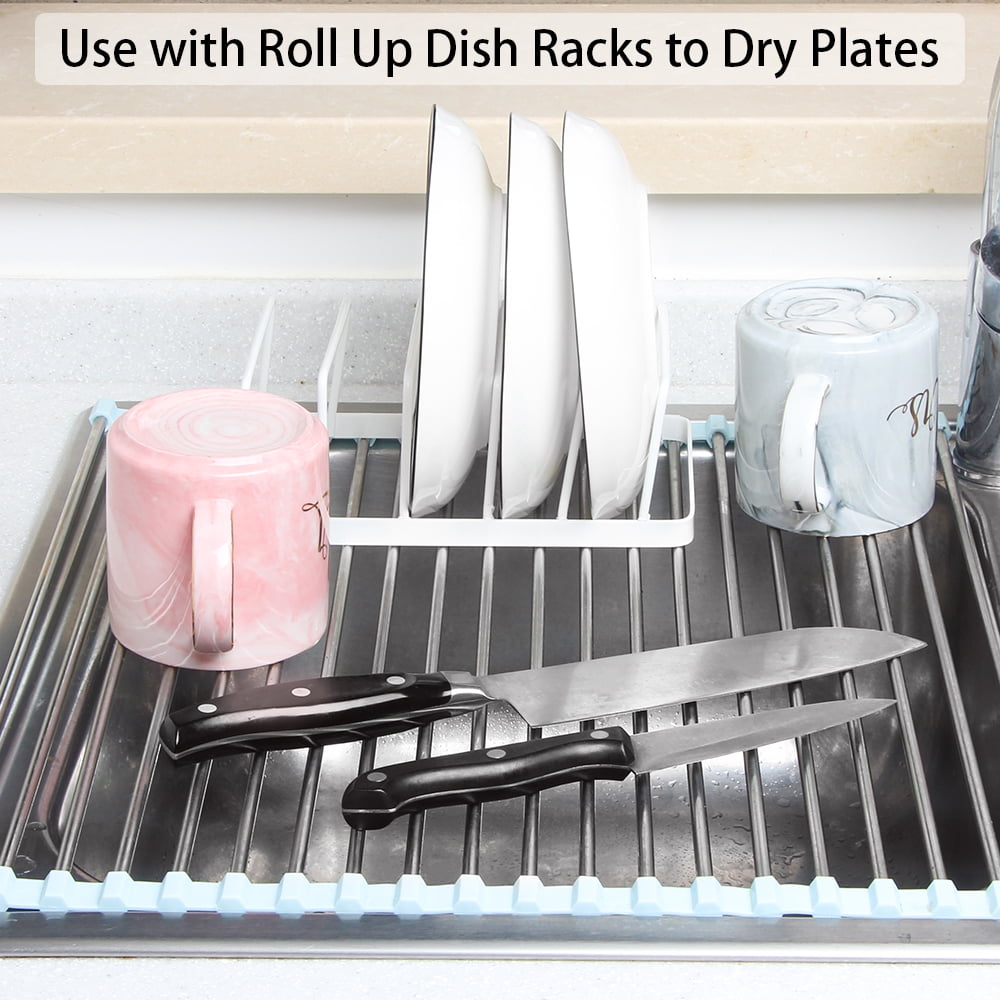 Tomorotec Dish Plate Storage Drainboard 2-Pack, Alloy Steel Kitchen Pot Lid Holder Dish Plate Drying Rack Drainer Stand Multifunctional Cabinet Organizer - Image 3