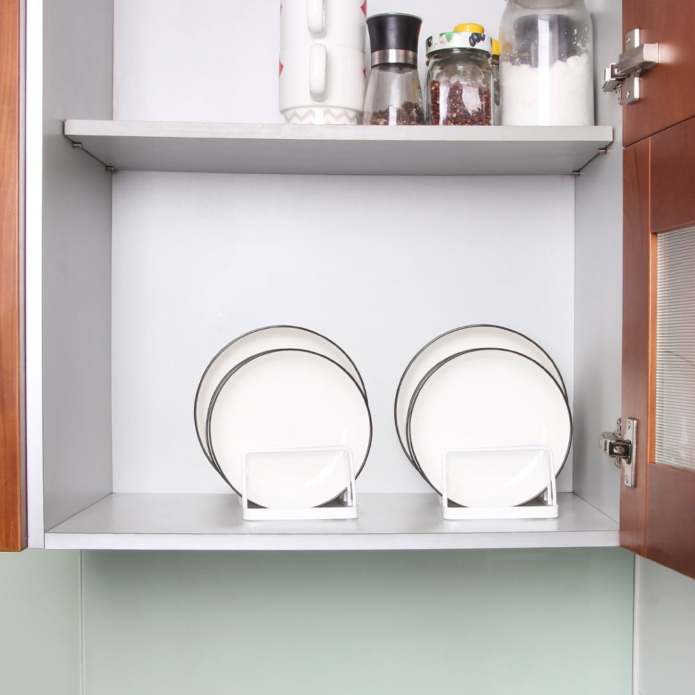 Tomorotec Dish Plate Storage Drainboard 2-Pack, Alloy Steel Kitchen Pot Lid Holder Dish Plate Drying Rack Drainer Stand Multifunctional Cabinet Organizer - Image 2