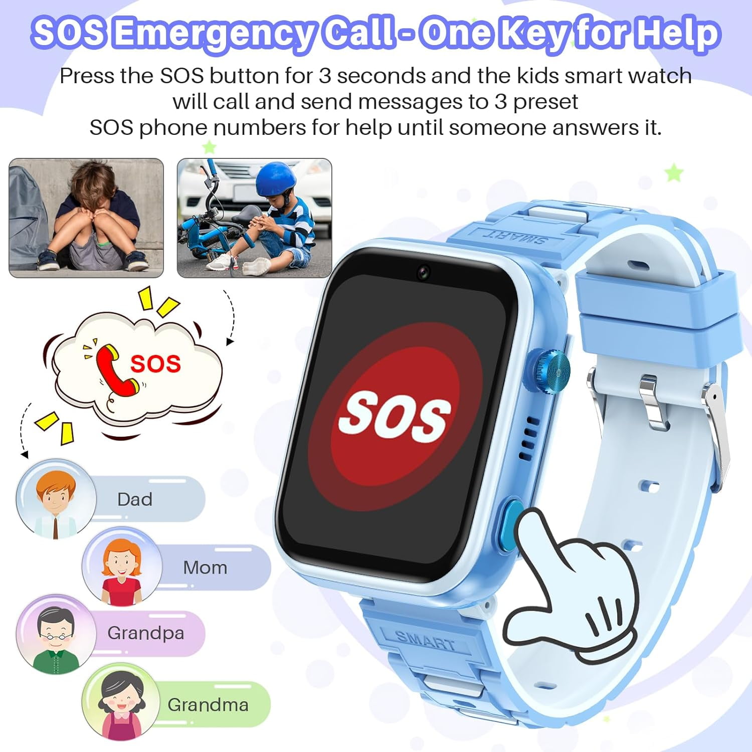 TOPCHANCES 4G Kids Smart Watch, Kids Cell Phone Watch with GPS Tracker, 2-way Calling, SMS, Voice, Video, Face Unlock Function, Touch Screen Smart Watch for Boys Girls 3-15 (Blue) - Image 2