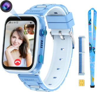 TOPCHANCES 4G Kids Smart Watch, Kids Cell Phone Watch with GPS Tracker, 2-way Calling, SMS, Voice, Video, Face Unlock Function, Touch Screen Smart Watch for Boys Girls 3-15 (Blue)
