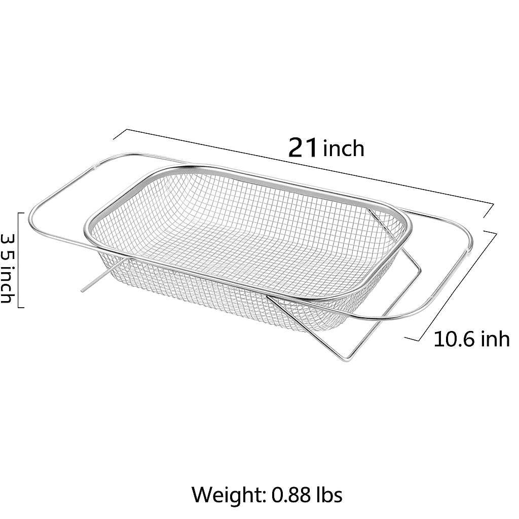 TRBCREATION Large Adjustable Over-the-Sink Expandable Dish Drying Rack with Stainless Steel Drain Basket, Telescopic Space-Saving Kitchen Organizer for Fruits & Vegetables - Image 3
