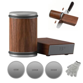 Tyasoleil Rolling Knife Sharpening Kit with Glove, 15°/20°Adjustable, Diamond Whetstone #3000/#1000/#400 Tumbler Sharpening Stone for Kitchen Knife