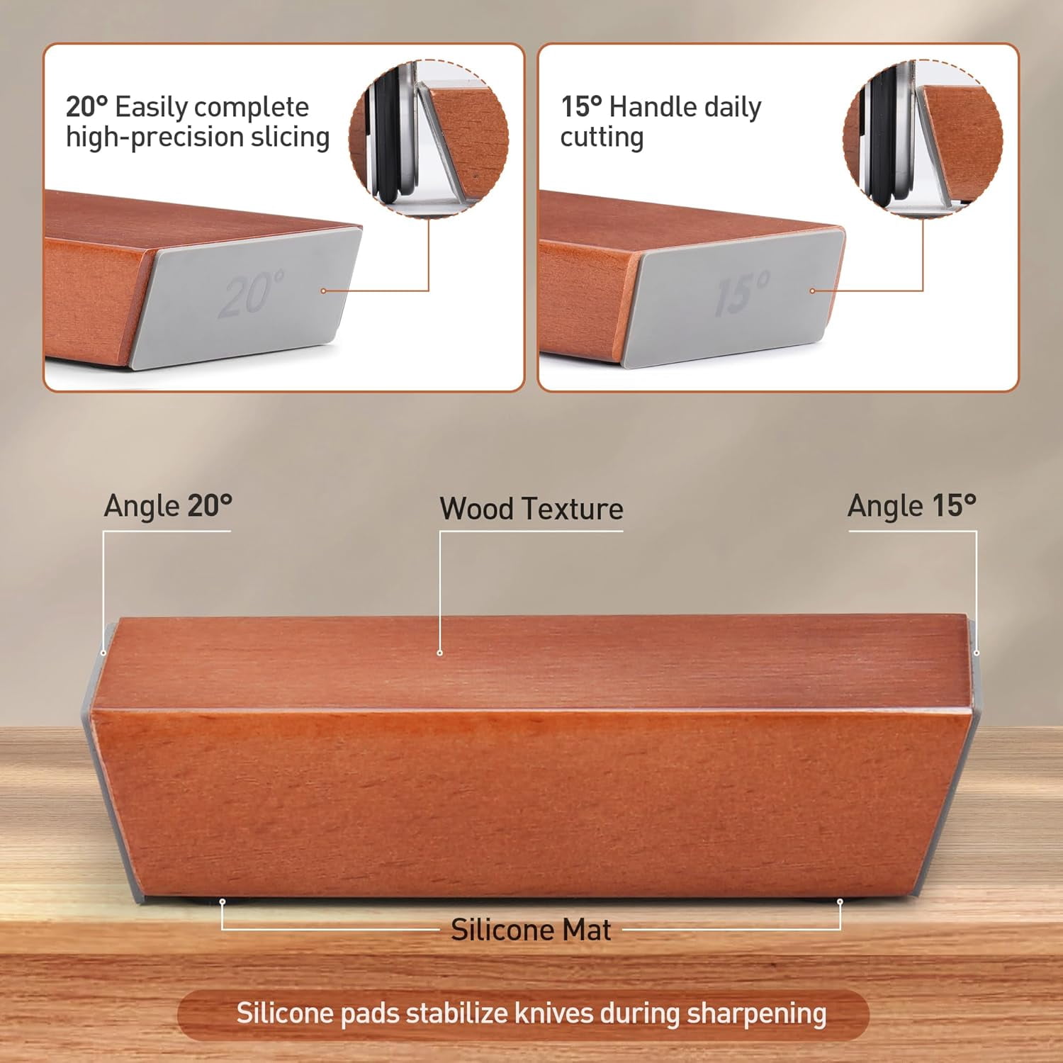 UYGDUY-Rolling Knife Sharpener Kit, Diamond Coated Tool with N52 Super Magnetic 15° to 20° Angles Beech Wood Base 400/1000 Grit Grinding for Kitchen Knives Any Steel Hardness - Image 3