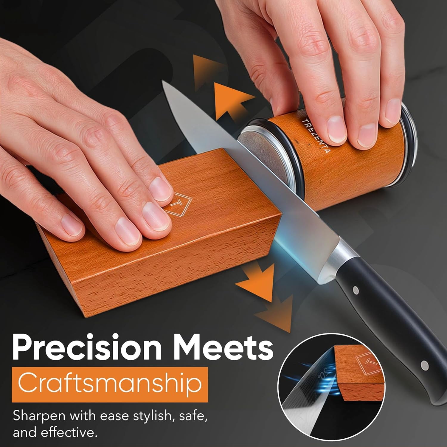 UYGDUY-Rolling Knife Sharpener Kit, N45 Magnetic Razor-Sharp Knife Sharpening Kit with 15° & 20° Base, Kitchen Knife Sharpener Set with 400 Diamond and 1000 Ceramic Discs Ideal Gift - Image 3