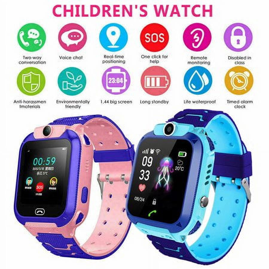 Viworld Kid GPS Tracker with Phone Smartwatch for Boys Girls 3-12 Years Old with Two-Way Call SOS Anti-Lost Games Camera, Child Cellphone Watch School Class Gifts Blue