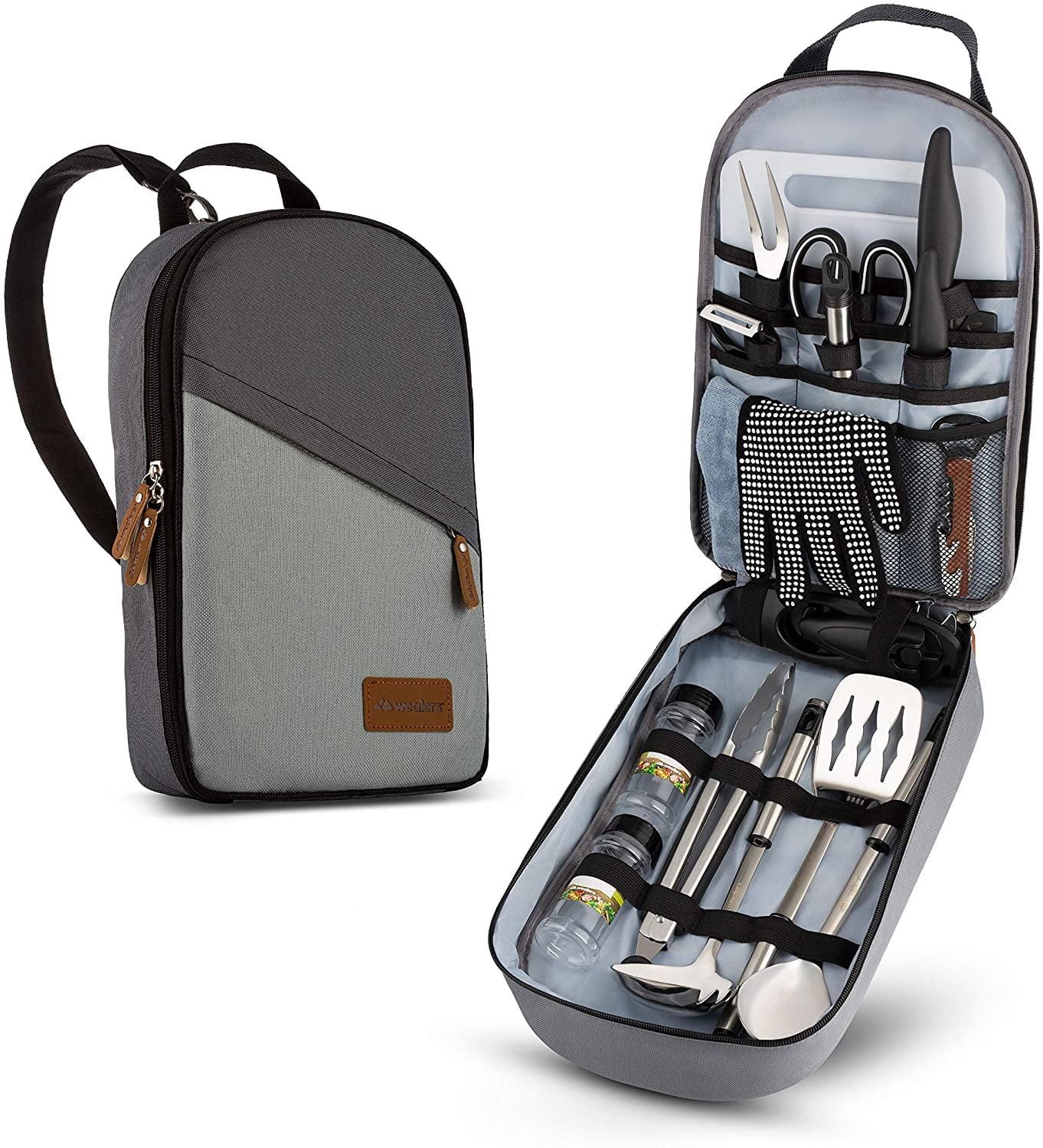 Wealers Portable BBQ Camp Kitchen Cooking Kit Utensil Organizer Travel 17 Piece Grill Set