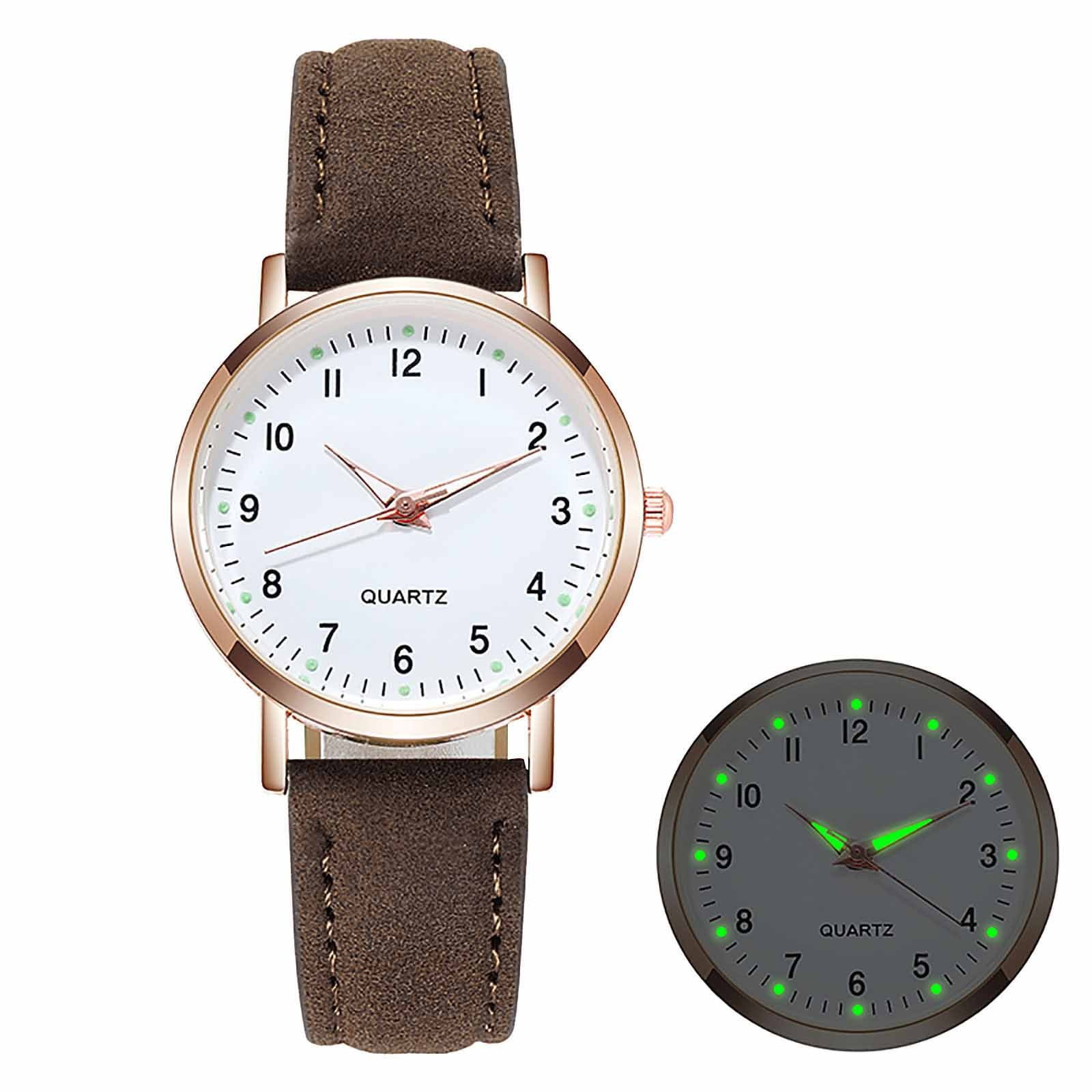 Women's Watches, Classic Quartz Watch with Luminouse Easy Read Dial, Leather Watch Band, Vintage Small Face Round Watches for Women, Birthday Gift for Ladies (Brown) - Image 2
