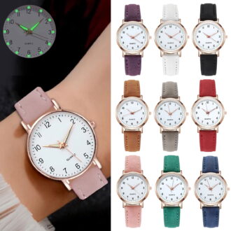 Women's Watches, Classic Quartz Watch with Luminouse Easy Read Dial, Leather Watch Band, Vintage Small Face Round Watches for Women, Birthday Gift for Ladies (Brown)