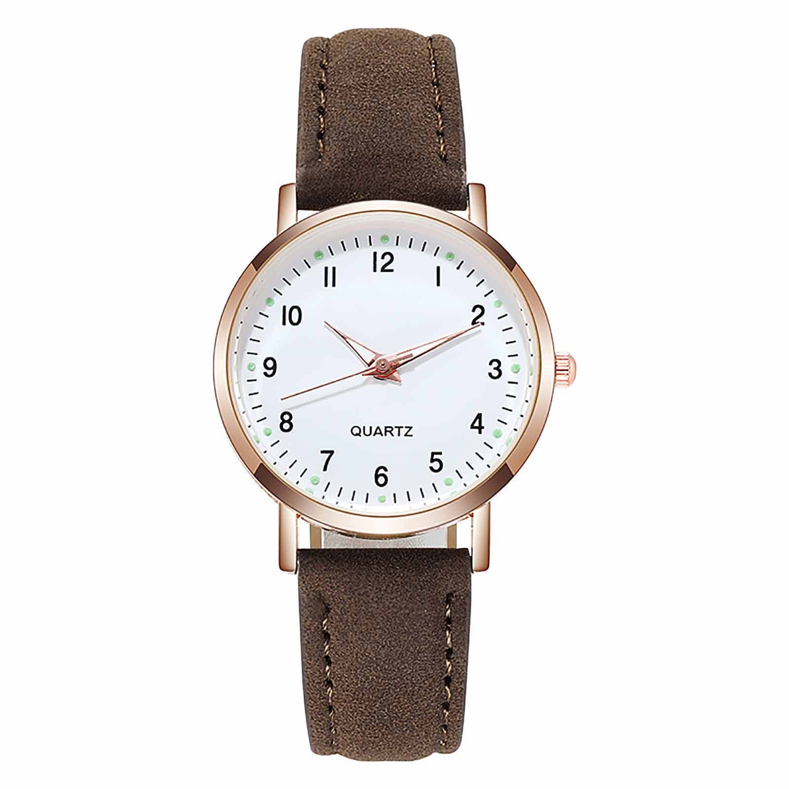 Women's Watches, Classic Quartz Watch with Luminouse Easy Read Dial, Leather Watch Band, Vintage Small Face Round Watches for Women, Birthday Gift for Ladies (Brown) - Image 3