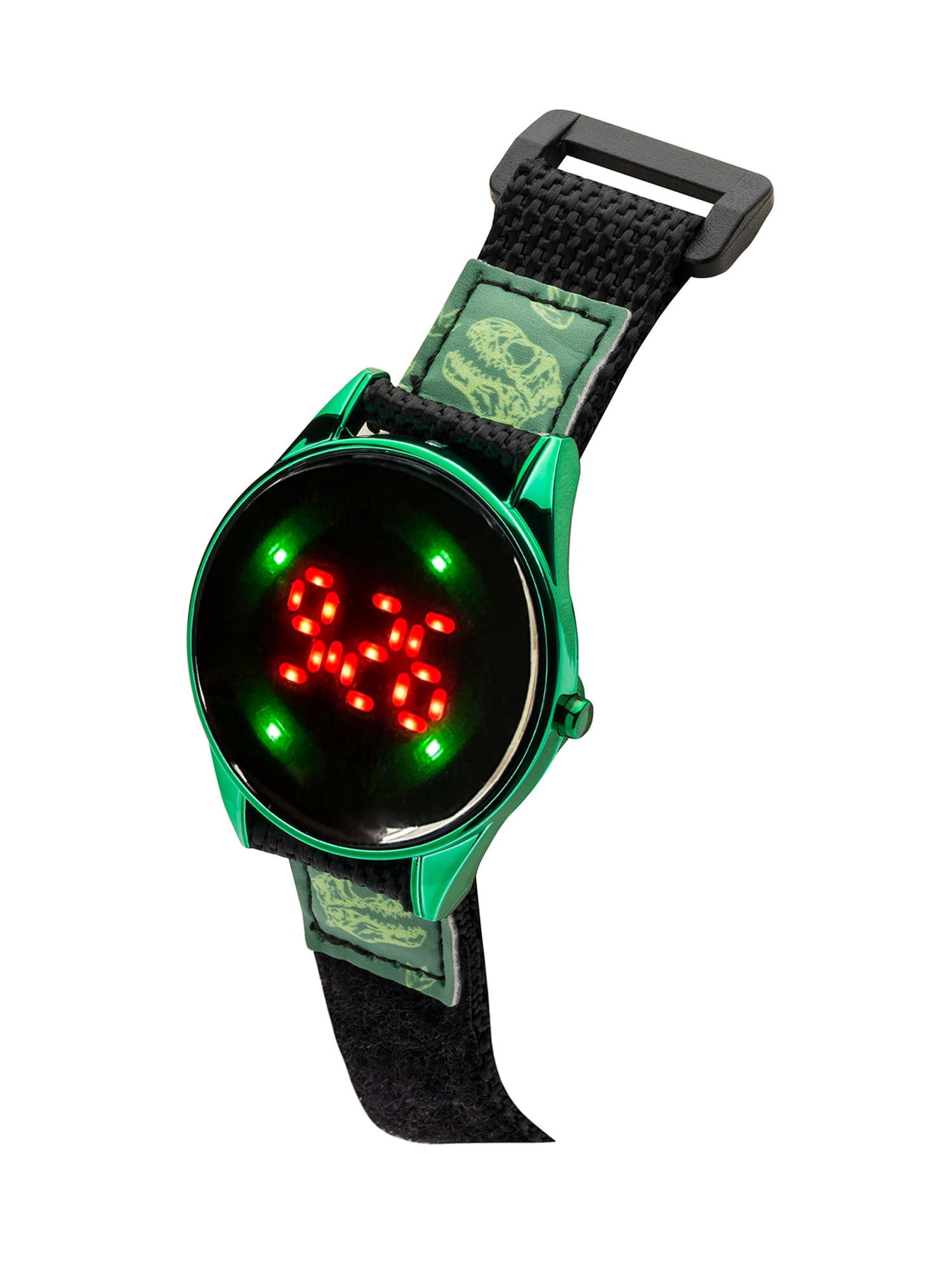 Wonder Nation Boys Round LED Dial Dino Print Velcro Kids Digital Watch, Green - Image 5