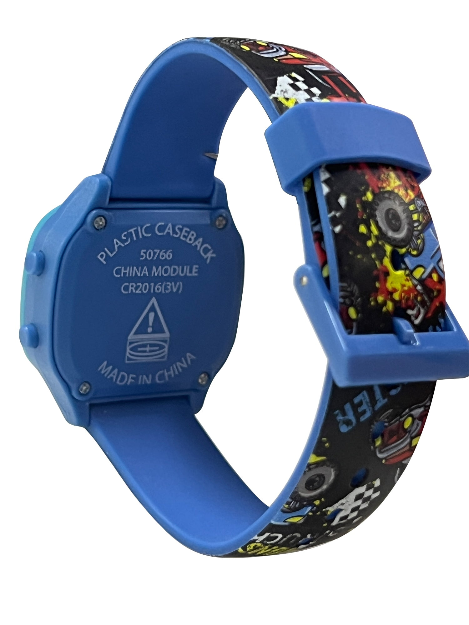 Wonder Nation Boys Round Multifunction LCD Kids Monster Truck Digital Wristwatch, Blue Multi Color, Silicone Strap - Image 2