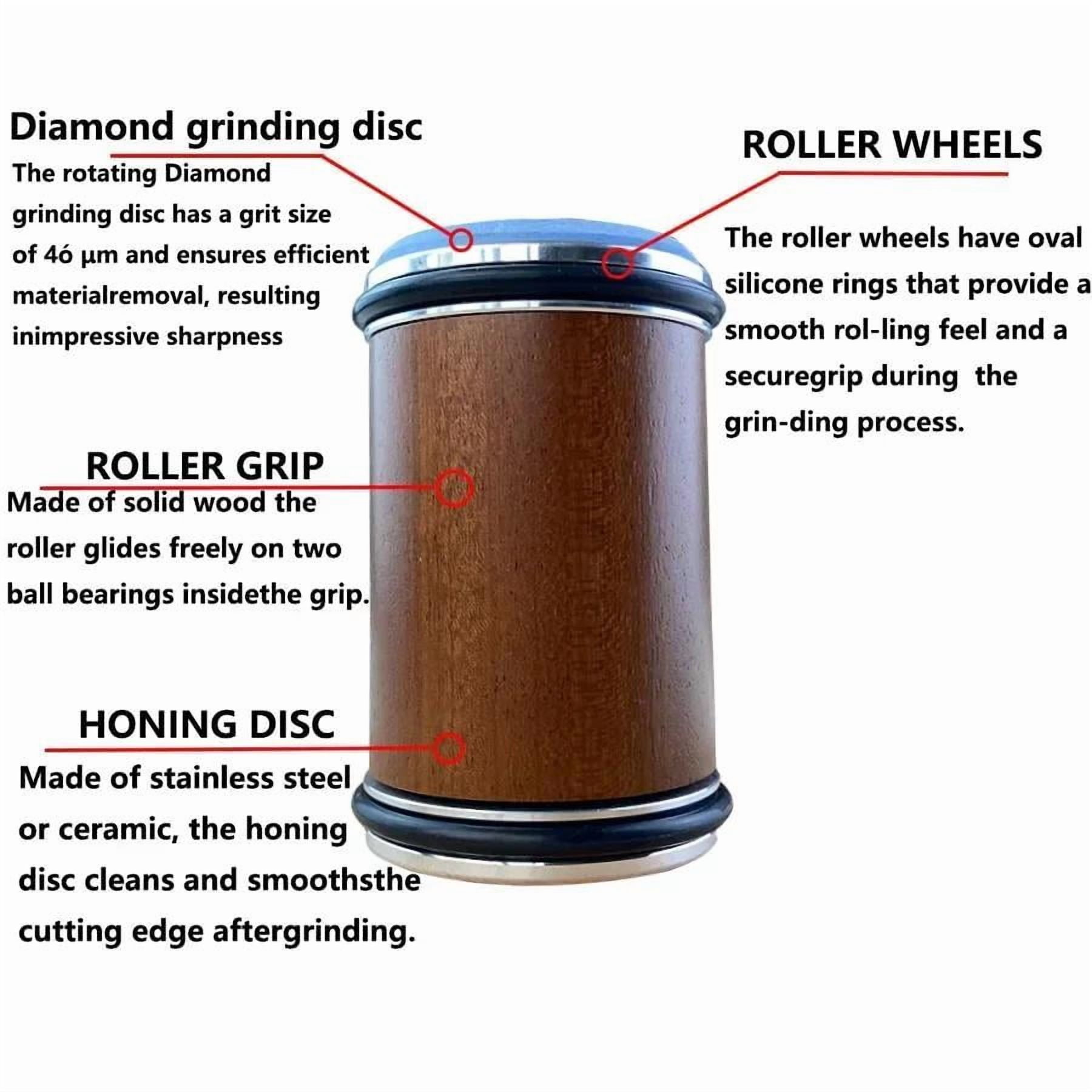 Wooden Knife Sharpener with Magnetic Diamond Grinding Stones, Manual Sharpening System, 15-20 Degree Angle Adjustable Roller Cutter for Kitchen Knives - Image 2