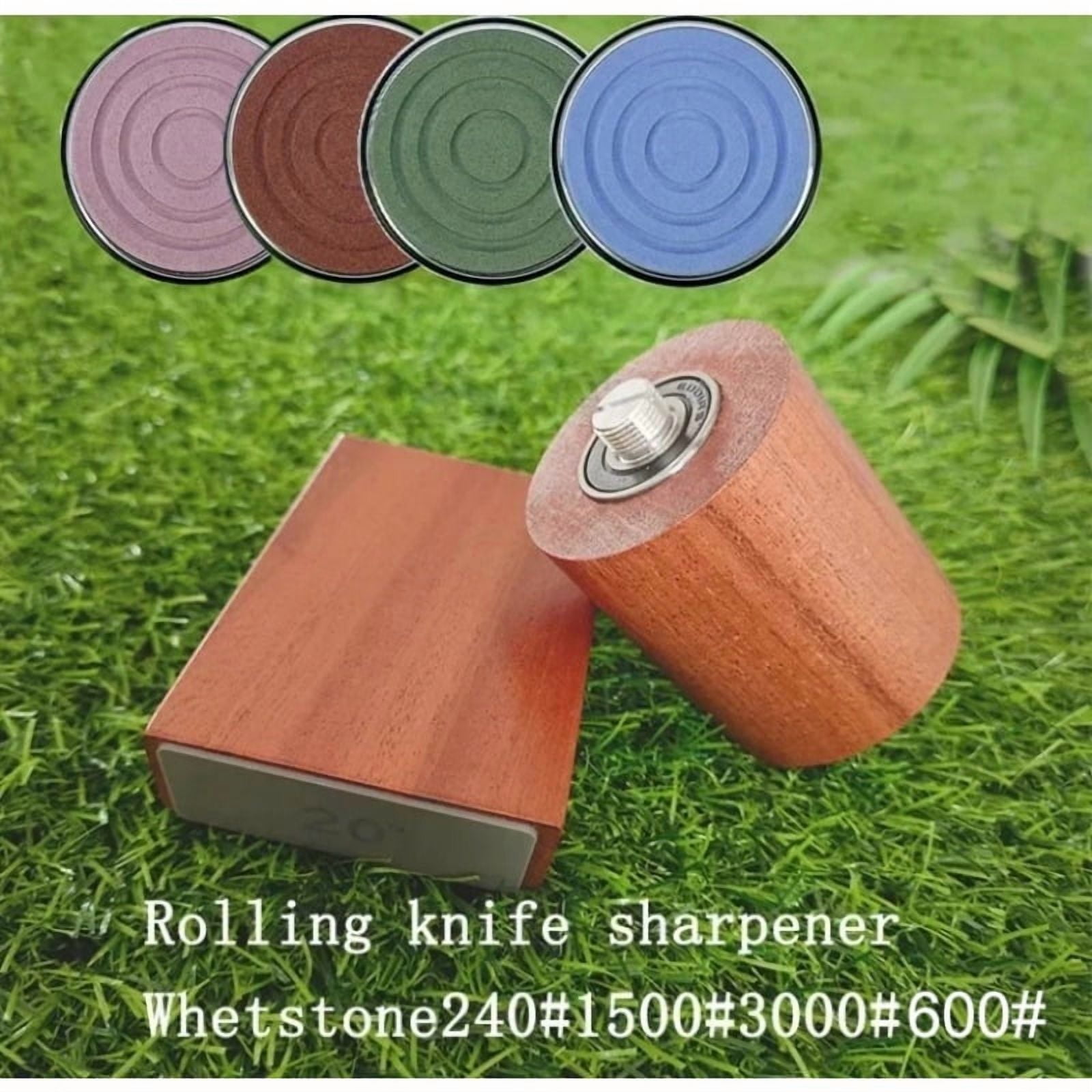 Wooden Knife Sharpener with Magnetic Diamond Grinding Stones, Manual Sharpening System, 15-20 Degree Angle Adjustable Roller Cutter for Kitchen Knives - Image 3