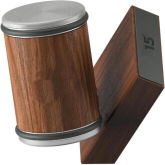 Yl-YANG Kitchen Knife Sharpener for Razor Sharp Edges Made in - Easy Knife Sharpening Kit - Roller with Magnetic Holder with 15 & 20 Degrees （Wood grain set 8.5 * 5.5 base 10.6 * 6 *. 25cm ）