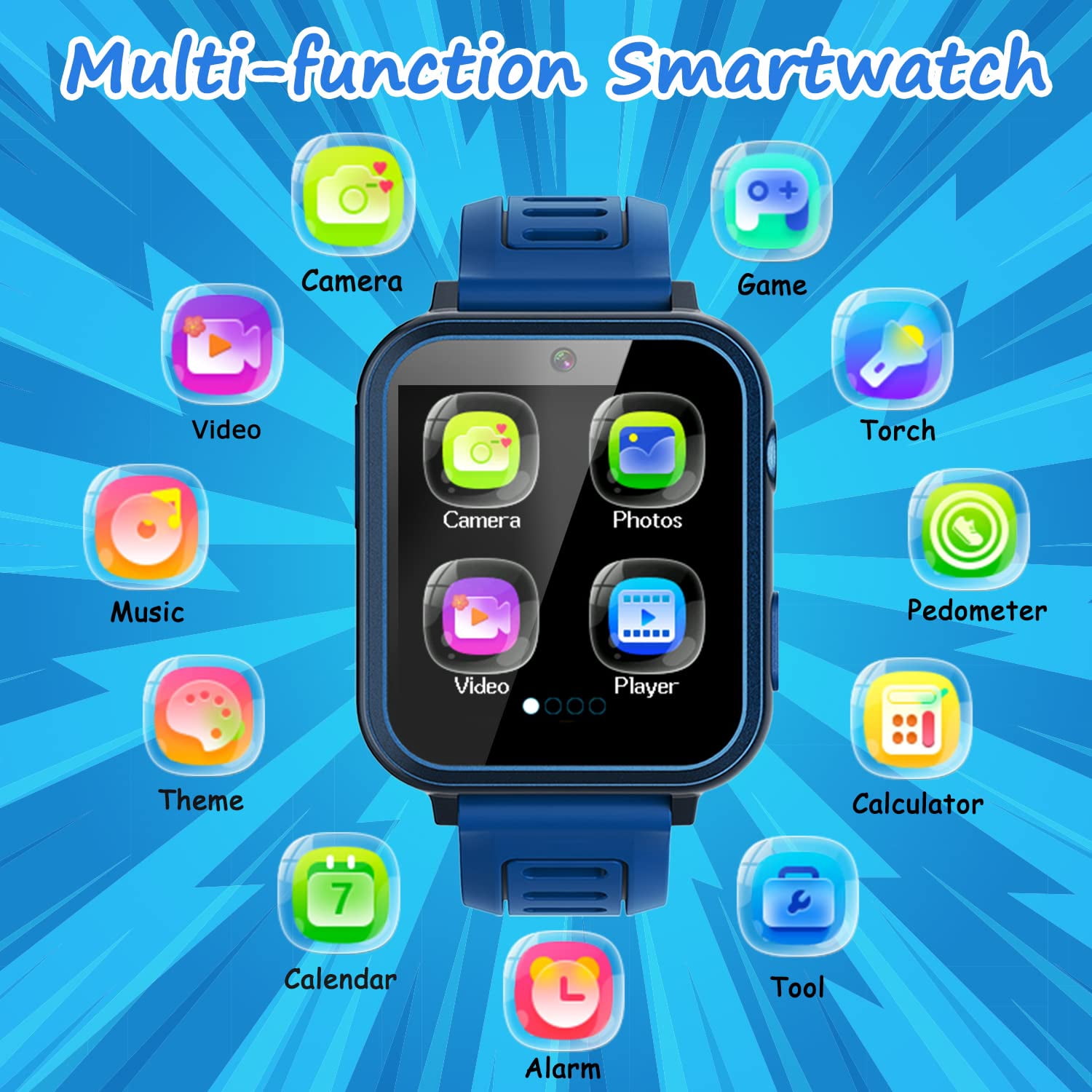 YUNOVA Multifunctional Kids Smartwatch - HD Camera, 24 Educational Games, Music Player, Flashlight | Perfect Gift for 6-12 Year Old Girls Boys - Image 2